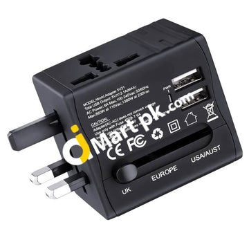 Usb World Travel Adapter With Dual (5V 2.1A) Universal All In One Plug For Apple Ipod Ipad